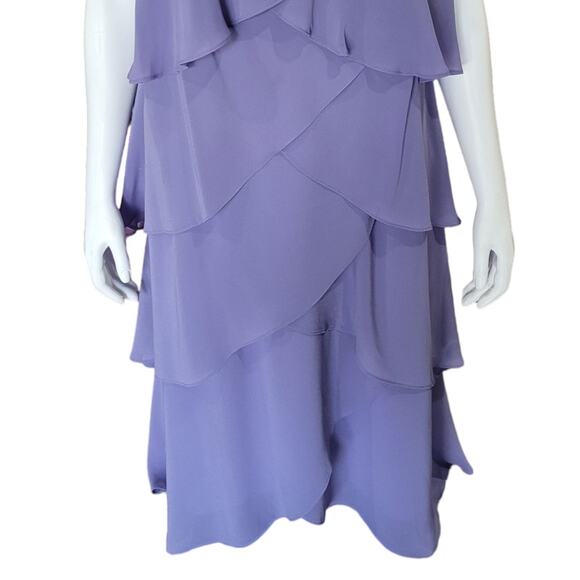 SL FASHIONS Cornflower Blue Tiered Dress 22W Formalwear Sleeveless Layered Party - Picture 4 of 8